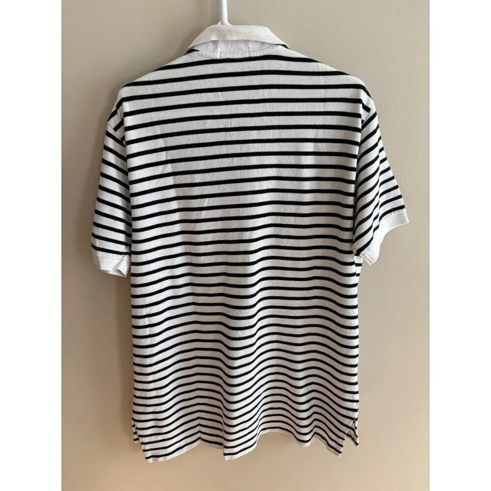 Polo Ralph Lauren Like New Classic Fit Striped Polo Shirt Black & White Large